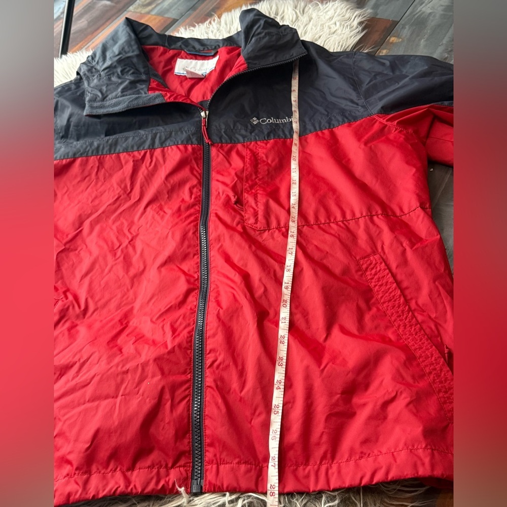 Columbia Red Gray Fleece-Lined Windbreaker Jacket Full Zip Outdoor Hiking Coat - Picture 10 of 10